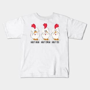 Funny Yoga Chicken - Don't Hear, Don't Speak, Don't See Kids T-Shirt